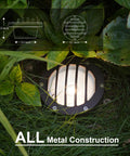 Low Voltage LED Well Lights Set 4W 12V 200 Lumens In Ground Deck Step Garden Lighting 2800K Warm White in grass with dimensions