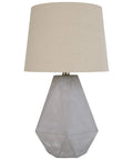 Dope Mid Century Modern Diamond Cut Concrete Bedside Table Lamp with light bulb, 20 inches, polished nickel finish, industrial chic nightstand.