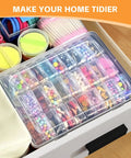 Large Bead Organizer Box with Thirty One Mini Clear Storage Compartments in drawer with craft supplies