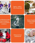 6 Pack Emergency Mylar Space Blankets Kit For Outdoor Survival, reflective thermal blankets in various settings
