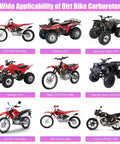Wide applicability of Beefed Up PZ27 Carburetor Kit Throttle Assembly Replacement For Predator 212cc on various dirt bikes and ATVs.