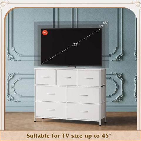 Seven Drawer Dresser And TV Stand With Wood Top ✓