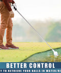 Golfer using Premium Stainless Telescopic Golf Ball Retriever with Dual Rubber Head to pick up ball from water