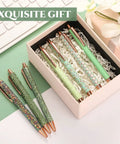 Seven Glitter Pens Set For Women With Ten Black Ink Refills Cute Sparkly Ballpoint Pens In Seven Designs, gift box view