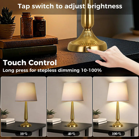 Touch Table Lamp Set for Bedroom Two Pack with USB Port and Power Outlet 3 Way Dimmable Bedside Lamps brightness adjustment