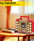Smart Battery Organizer Case With Tester Double Sided Battery Daddy Style Storage holds 150 batteries, shown on table