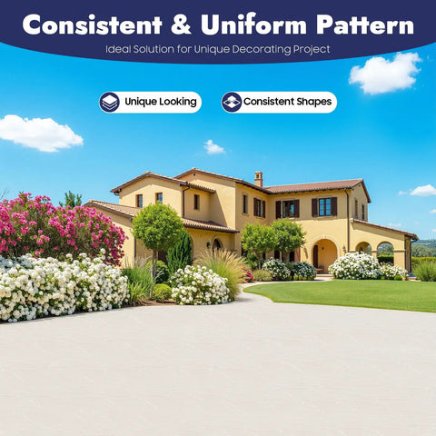 Beautiful house with landscaped garden and seamless concrete driveway, showcasing consistent and uniform pattern in use.
