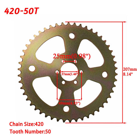 Beefy 50T Balanced Rear Chain Sprocket For Coleman CT100U CC100X Baja Doodle Bug DB30 Motovox MBX10 Mini Bike Mega Moto MMB80