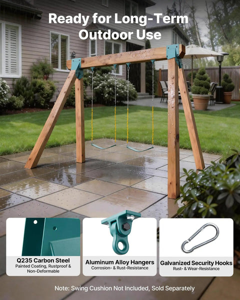 Heavy-Duty A-Frame Swing Set Brackets With Four Hangers For Backyard Playground Mounting Hardware Includes Two Brackets And Four Hangers Stable Outdoor Park Equipment Kit Green