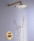 High End Bathroom Flex With This 12 Inch Round Shower System Built From Rock Solid Brass Wall Mounted Rainfall Shower with Gold Finish.