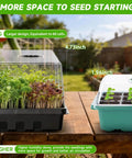 Seed Starter Tray Kit For Seedlings With 4.72 Inch Humidity Domes Large Germination Trays showing seedlings indoors.