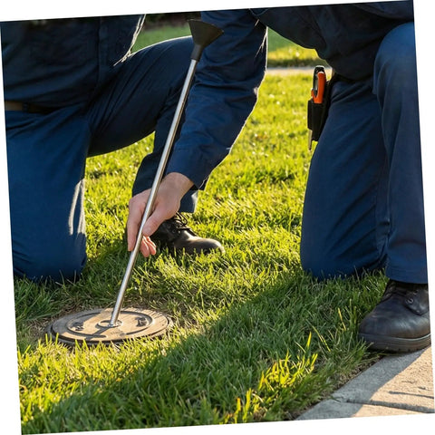 Portable Water Leak Detector Rod For Underground Pipelines And Pipes With High Sensitivity Tracking, Stainless Steel And Plastic Build, Your Go To Inspector For Home Plumbing And Industrial Water Systems, Durable Leak Tester Tool used on grass