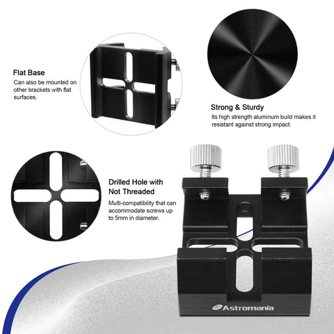 Universal Dovetail Base For Finder Scopes, Quick Release Aluminum Telescope Mount with drilled holes for screws up to 5mm