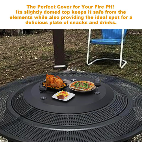 Heavy Duty 23.75 Inch Fire Pit Lid For Outdoor Tables And Camping, Cold Rolled Steel Cover Fits 19 To 24 Inch Fire Pit Tables
