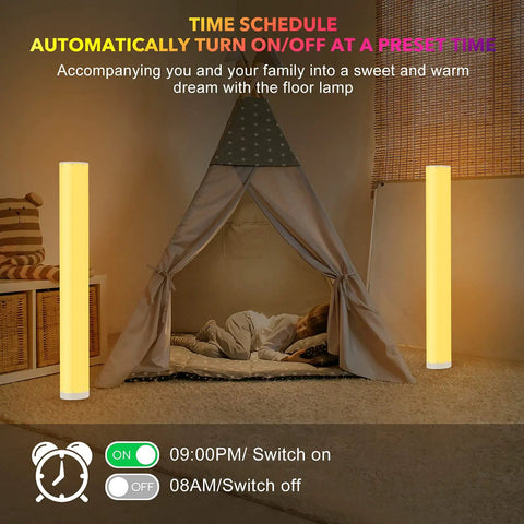 2 Pack Corner Floor Lamp With Remote And Smart App Control, Lit Mood Lighting That Syncs To Music next to children’s play tent