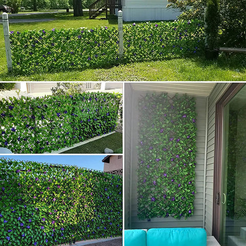 Expandable Fence Privacy Screen For Balcony And Patio No Fuss Installation Faux Ivy Fencing Panel 16x45 To 92 Inches Willow Frame With Decor Ivy Leaves Low Maintenance Backyard Decor