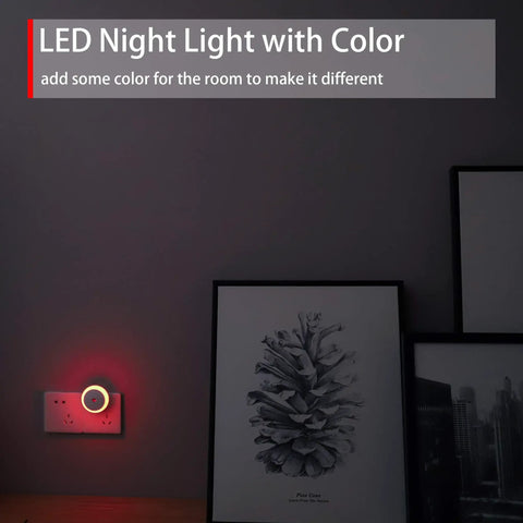Red Plug In Night Light With Sensor, Diffused Red LED For A Cozy Soft Steady Glow, Energy Efficient Wall Light For Bedroom, Bathroom, Kitchen, Hallway, Kids Room, And Stairs, 2 Pack