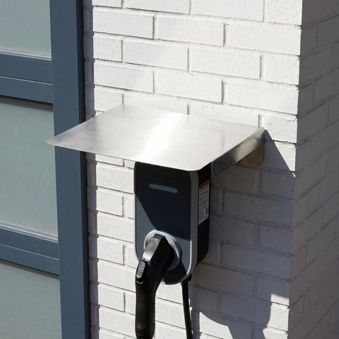 Heavy Duty EV Charger Protector Stainless Steel Weatherproof Enclosure Outdoor Electric Vehicle Charging Station Cover mounted on a wall.
