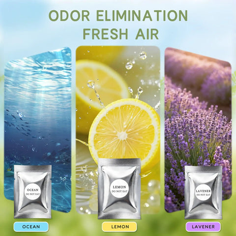 Heavy Duty Cat Litter Odor Eliminator With Ozone Purifier For Pets No Joke 99 Percent Odor Removal Fresh Air, scents displayed