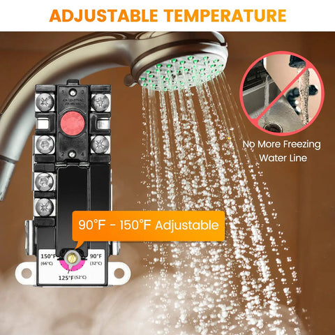 RV Electric Water Heater Hybrid Kit Converts Propane To 120V Power 6 Gallon Capacity adjustable temperature control