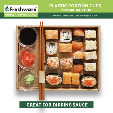 Heavy Duty 2 Oz Disposable Portion Cups With Airtight Lids Bulk 200 Piece Grab Bag For Meal Prep Salad Dressings Dipping Sauces Shot Glasses Lunch Boxes And Tailgate Nights