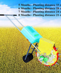 Walk Behind Garden Seeder With Ten Seed Plates And Dual Seed And Fertilizer Buckets For Precise Row Spacing And Seed Depth