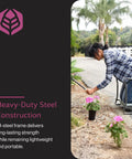 Person using Foldable Garden Kneeler And Seat For Weeding And Harvesting Heavy Duty Steel Frame Foam Padded Kneeling Bench