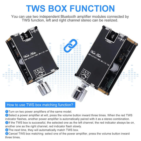 Bluetooth Enabled Mono Power Amplifier Module 100W For DIY Audio Projects With TPA3116D2 Chip, Drives Passive Speakers 20 To 100W 3 To 8 Ohm, DC7 To 24V, Ultra Low THD Under 0.3 Percent, Compact HiFi Amplifier Board, TWS stereo pairing view