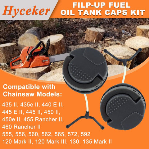 Flip Up Fuel And Oil Cap Kit For Husqvarna Chainsaws With Gas Filter Line And Primer Bulb Fits 435 440 445 450 455 Rancher