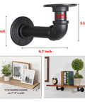 Heavy Duty 3/4 Inch Iron L Pipe Shelf Brackets For Wood Shelves Wall Mount Floating Shelving Black Finish, top view and installed examples