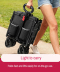 Collapsible Wagon Cart Foldable And Portable Rolling Shopping Cart with wheels, folded and easy to carry by a person