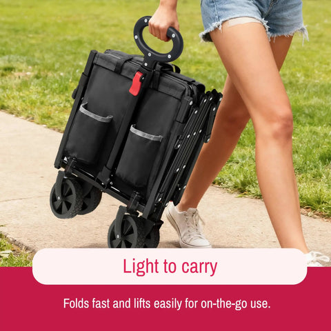 Collapsible Wagon Cart Foldable And Portable Rolling Shopping Cart with wheels, folded and easy to carry by a person