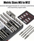 Metric Helicoil Kit For Auto And Industrial Repairs, Pro Grade Quick Fix Strength Inserts To Restore Damaged Threads, Heavy Duty Thread Repair System For Machinery And Vehicles, Easy Install, Durable Helicoil Inserts, metric sizes M5 to M12
