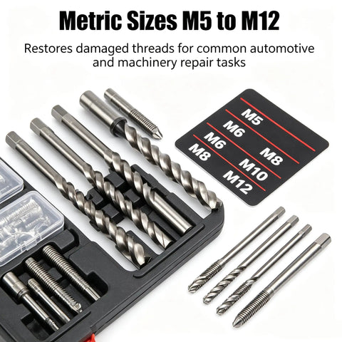 Metric Helicoil Kit For Auto And Industrial Repairs, Pro Grade Quick Fix Strength Inserts To Restore Damaged Threads, Heavy Duty Thread Repair System For Machinery And Vehicles, Easy Install, Durable Helicoil Inserts, metric sizes M5 to M12