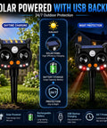 Solar Ultrasonic Animal Repeller With LED Strobe, Motion Sensor, And Adjustable Volume For Yard Deterrence Against Deer, Cats, Skunks, Squirrels, Raccoons Fortress Pro 4 Pack, solar powered with USB backup