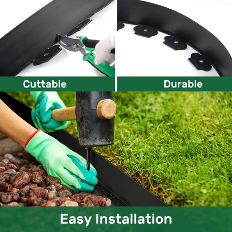 No Dig Landscape Edging Kit For Lawn And Flower Beds 49 Feet Flexible Plastic Border installation process and features.