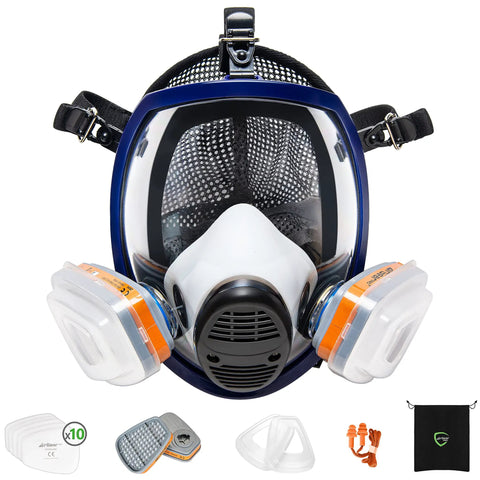 G 750 Heavy Duty Full Face Respirator Mask With A1P2 Filters Dual Filtration Anti Gas Anti Dust For Painting Woodworking
