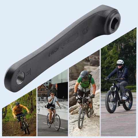 Aluminum Alloy Crank Arm Set 170mm for Bafang BBS Mid Drive Motors shown with cyclists