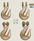 Tough As Nails Half Inch Tow Chain Clevis Grab Hook Two Pack G Seventy Forged Steel With Twelve K Working Load Limit showing 4 hooks.