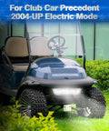 Led Headlights With Heavy Duty Bumper Kit For Club Car Precedent 2004 Up Golf Cart in driveway with clear night illumination.