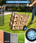 Heavy Duty Firewood Log Cart Carrier With Pneumatic Rubber Wheels, 250 Lb Load Capacity, Indoor Outdoor Firewood Rack Cart