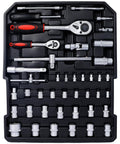 Socket set from Complete 899 Piece Home Repair Tool Set With Rolling 4 Drawer Toolbox Case In Silver Finish Pro Grade Hand Tools
