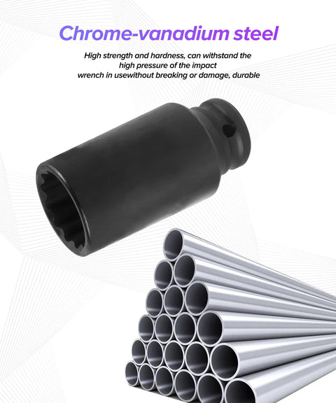 Shop Ready 30mm 12 Point Deep Well Impact Axle Nut Socket Engineered Tough For Quick Hub Lock Nut Pulling On Most Domestic Vehicles Without Giving You Heartburn, chrome vanadium steel construction.