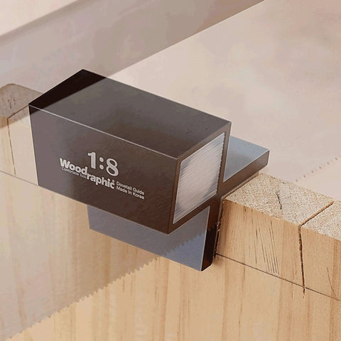 Heavy Duty Aluminum Dovetail Saw Guide With One To Eight Hardwood Angle and Knockout Magnetic Layout Tool for accurate hand cut joinery