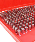 Steel Pin Gauge Set 250 Piece M2 Bearing Steel With Plastic Case 0.251 to 0.500 Inch Range Minus 0.0002 Inch Tolerance And 0.001 Inch Steps For Carpenters And DIYers In Home Improvement, red case