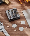 Heavy Duty Carbon Steel Disc Cutter Set with cutting punches and discs for precise circle cutting in jewelry making
