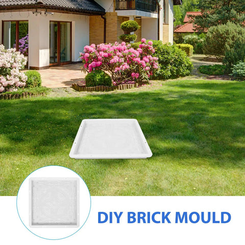 Path Maker Paver Mold For Garden, Reusable Outdoor Pavement Mold, Create Antique Walkways And Patios, white plastic brick mold