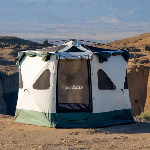 Instant Setup Pop Up Camping Tent For 4 To 8 People Lightweight Yet Durable Wind Resistant UPF 50 Plus Sun Protection shown outdoors