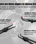 Close-up of 14 Piece Snap Ring Pliers Set with Internal and External Retaining Rings Pliers, showing straight, 45° and 90° bent tips.