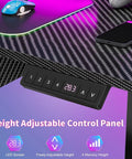 Level Up Your Gaming Space With This Electric Standing Desk That Offers Smooth Height Adjustment Customizable Rgb Lighting And Fast Usb Charging For Cool Setups - close-up of carbon fiber surface with height control panel.